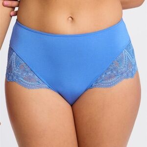 NEW fleur't Belle Epoque High Waist Soft Lace Leg Brief Panty 606 Marina Blue